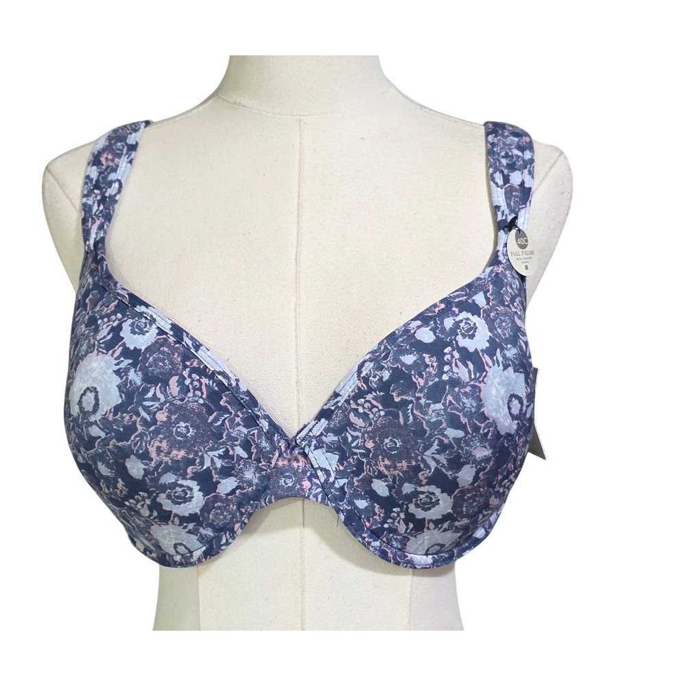 Lucky‎ Brand Full Figure Bra Women 40C Blue Floral NEW Underwire Comfort Straps